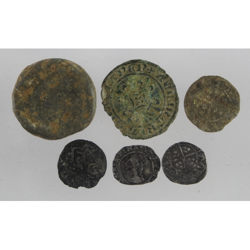 489 - English & European hammered coins and tokens (6): Richard II Halfpenny S.1699 nF; Elizabeth I Penny ... 