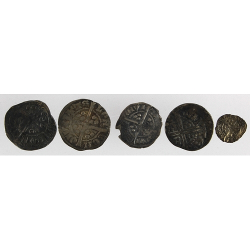 498 - English hammered silver (5): Henry III Long Cross Penny Walter (Cant?) 1.37g, off-centre nF; Edward ... 