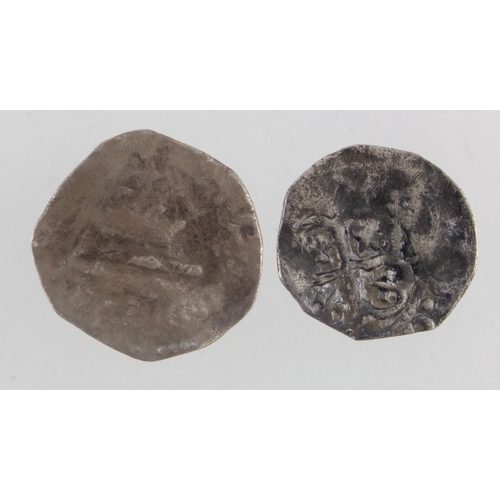 500 - English hammered silver Pennies (2): Stephen 'Watford' type, small short flan, legends near illegibl... 