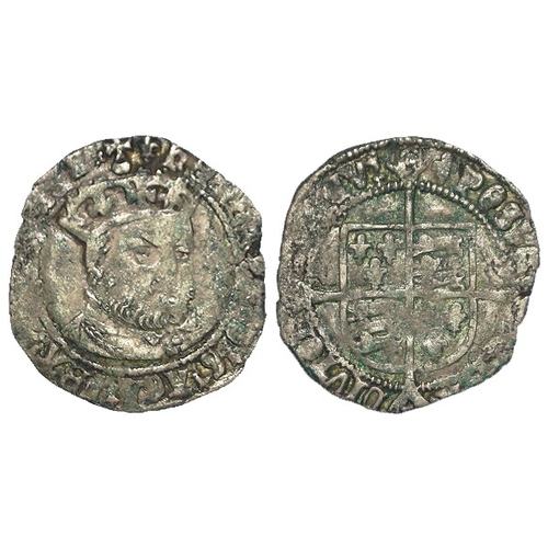 504 - Henry VIII (posthumous under Edward VI) debased silver Groat of London, mm. lis/lis. S.2403. 2.51g. ... 