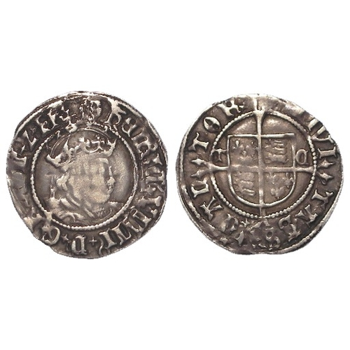 509 - Henry VIII Halfgroat of Canterbuy, Archbishop Thomas Cranmer, TC beside shield, mm. catherine wheel/... 