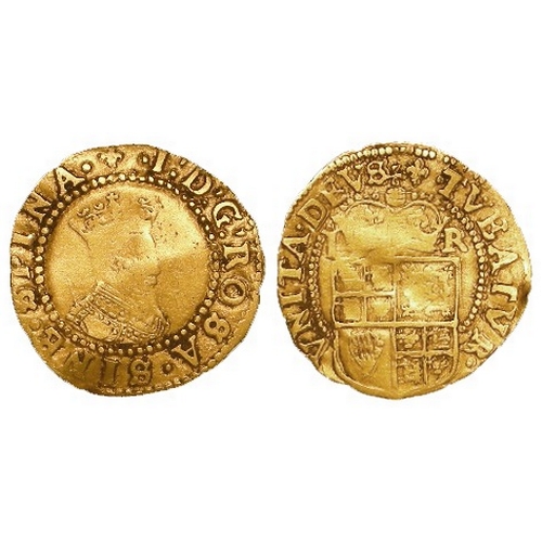 512 - James I gold Halfcrown, second coinage mm. lis (1604-5) 1.24g, S.2629, lightly crinkled F/GF, with a... 