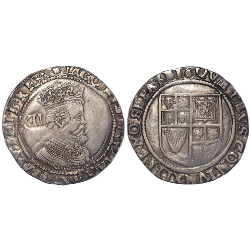 513 - James I silver Shilling, Third Coinage, mm. thistle (1621-3) S.2668, 5.68g, slightly double-struck V... 