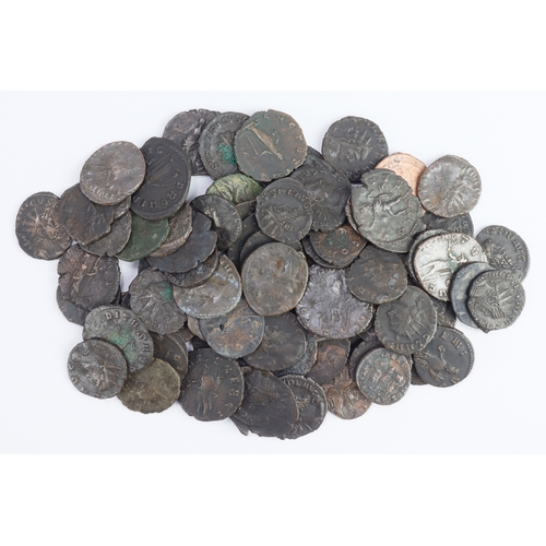 520 - Roman bronze coins (77) Gallic Empire and official Roman radiates, mixed grade.