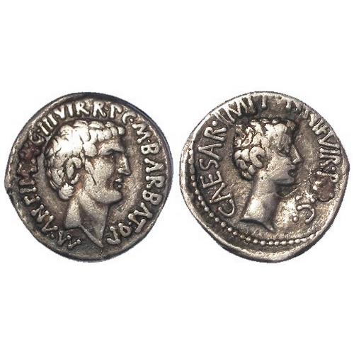 522 - Roman Imperatorial / Triumviral: Marc Antony & Octavian AR Denarius, Ephesus Spring-early Summer 41 ... 