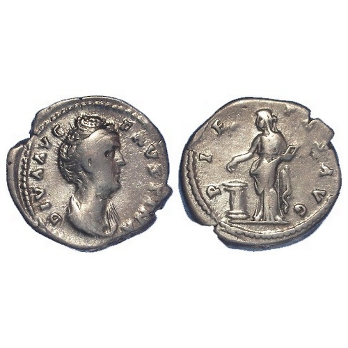 525 - Roman Imperial: Diva Faustina Senior (wife of Antoninus Pius) silver Denarius, Rome 141-161 AD, Piet... 