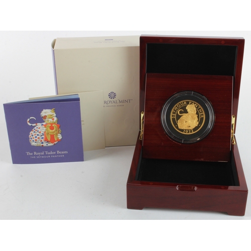 53 - Royal Mint: The Royal Tudor Beasts, The Seymour Panther 2022 UK 5oz (999.9) Gold Proof Coin, FDC cas... 