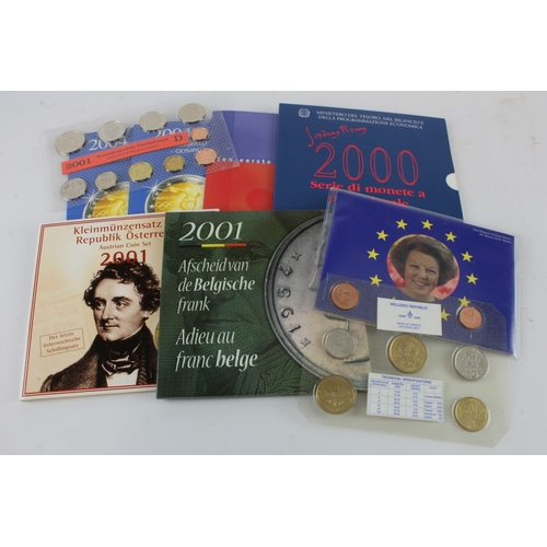 561 - European Mint Sets (9): Austria 2001, Netherlands 2001, Germany 2001, Italy 2000, Belgium 2001 pre-E... 