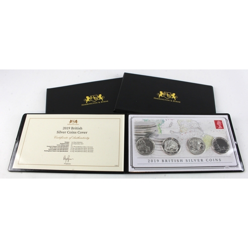 572 - GB & World 1oz silver bullion coins (9) in three various 2019 Benham covers in Harrington & Byrne fo... 