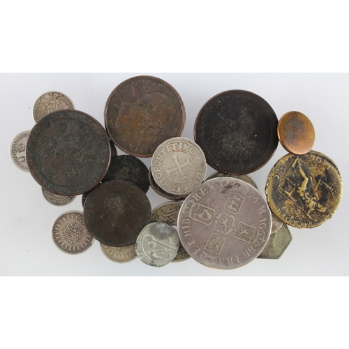 574 - GB & World Coins etc (23) ancient to modern, including GB Crown 1696 Octavo VG, other silver minors.... 