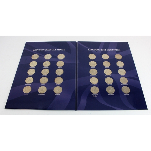 590 - GB 50p's (30) a complete set of London 2012 Olympic issues plus and obverse example, from circulatio... 