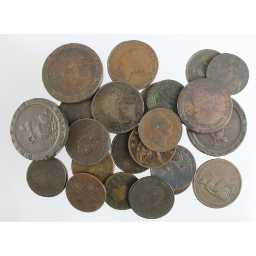 605 - GB Copper & Bronze (25) 17th-19thC, mixed grade.