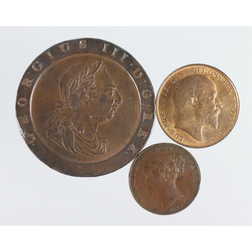 606 - GB Copper & Bronze (3): Twopence 1797 copper 