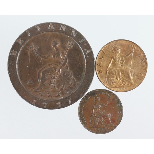 606 - GB Copper & Bronze (3): Twopence 1797 copper 