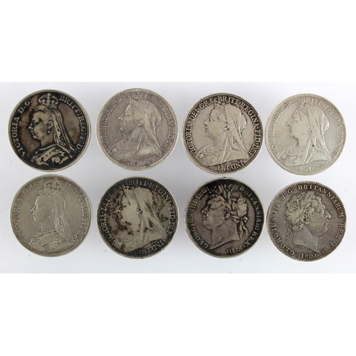 622 - GB Crowns (8) 1820-1900, F-GF