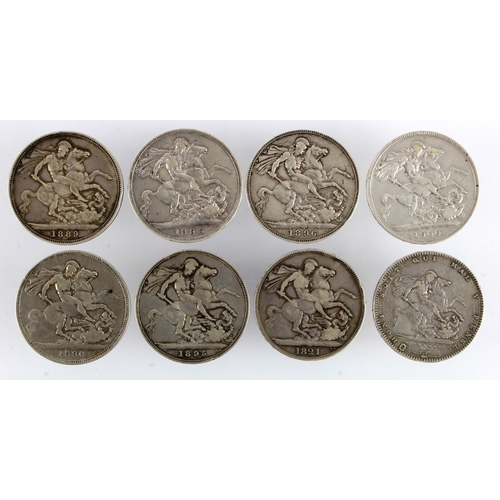 622 - GB Crowns (8) 1820-1900, F-GF