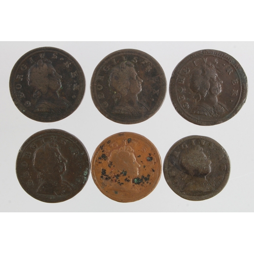 658 - GB Halfpennies (6) George I copper 1717-1724, mixed grade.