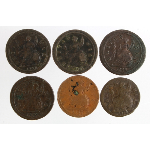 658 - GB Halfpennies (6) George I copper 1717-1724, mixed grade.