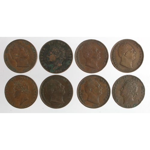 659 - GB Halfpennies (8) George IV x3, and William IV x5, mixed grade.