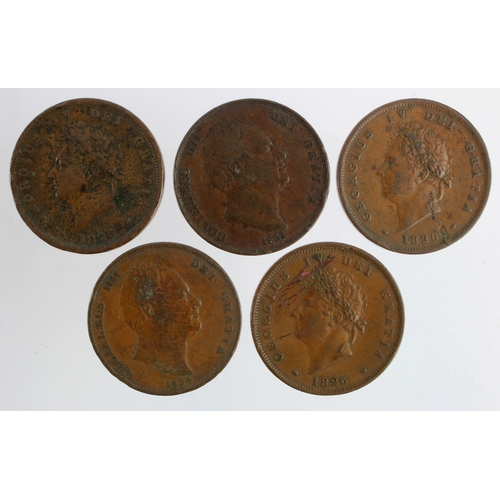 685 - GB Pennies (5): 1826 x3, 1831, and 1834; F-aVF