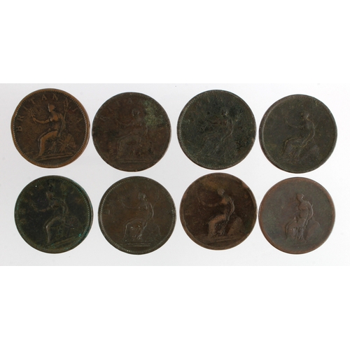 687 - GB Pennies (8) George III copper 1806-7, mixed grade.