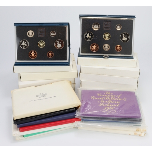 710 - GB Proof Sets (24): 1970 to 1993 date run, all standard except 1985 which is deluxe red; nFDC-FDC ca... 