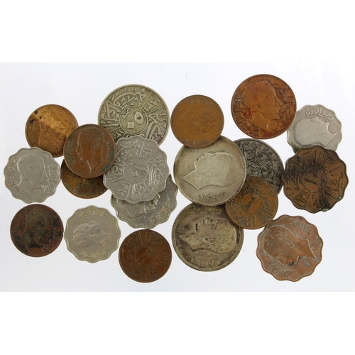 785 - Iraq (18) assortment of early to mid-20thC coinage, mixed grade, silver noted.