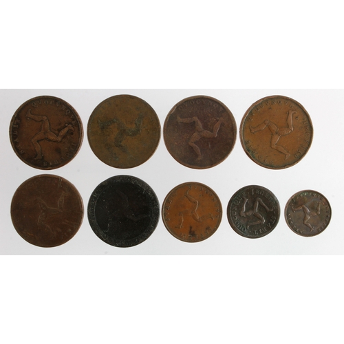 791 - Isle of Man copper (9) 18th-19thC assortment, mixed grade.