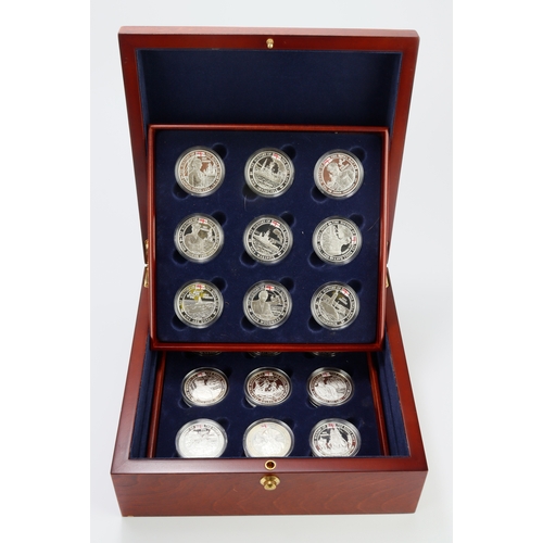 795 - Jersey/Guernsey/Alderney Five Pounds 2003-2005 an 18-coin set History of the Royal Navy all struck i... 