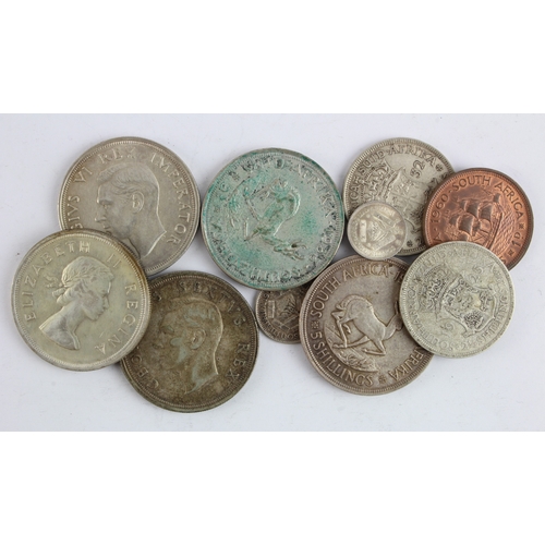 807 - South Africa (11) 1925-1960 various, Penny to Crowns, mostly silver, mixed grade.