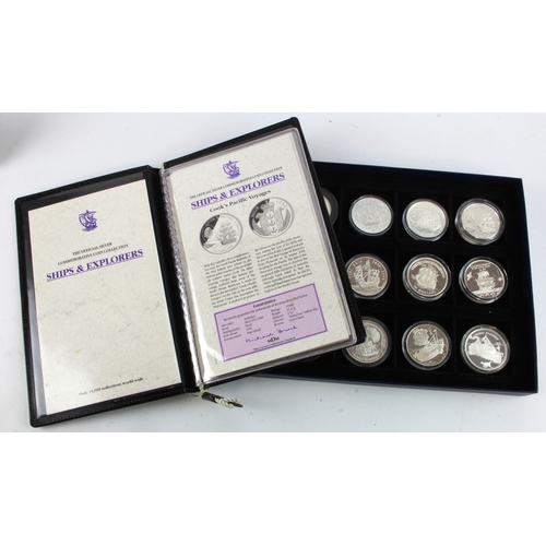 835 - World crown-size silver proofs (12) a set by MDM 'The Crown Collection Limited': Ships & Explorers, ... 