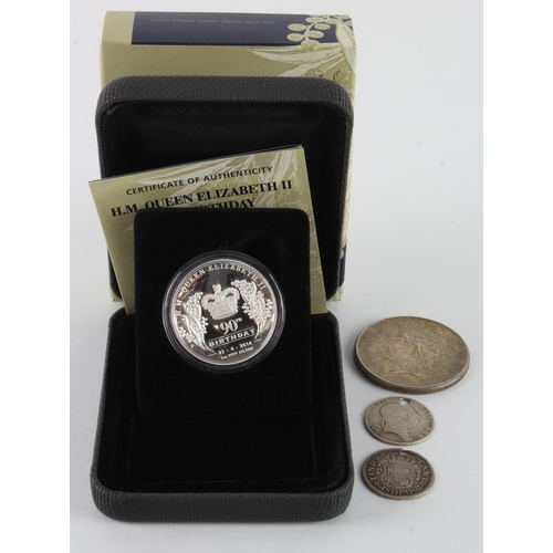 840 - World silver coins (4): Australia, The Perth Mint: HM Queen Elizabeth II 90th Birthday 1oz High Reli... 