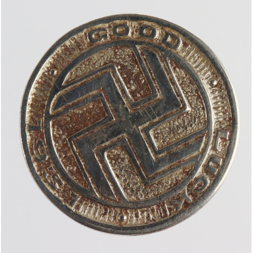 850 - Advertising Token, steel d.23.5mm: 'Good Luck 1931' swastika / H.D. Jackson, BKLE. CO. LTD. Press Wo... 