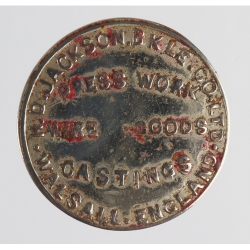 850 - Advertising Token, steel d.23.5mm: 'Good Luck 1931' swastika / H.D. Jackson, BKLE. CO. LTD. Press Wo... 