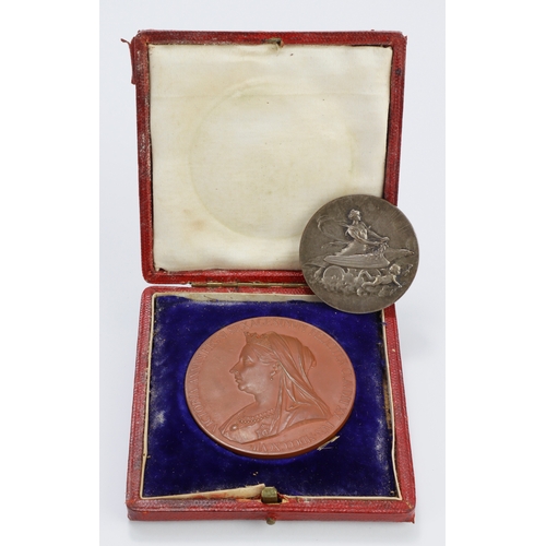 855 - British & French Commemorative Medals (2): Diamond Jubilee of Queen Victoria 1897 official large bro... 