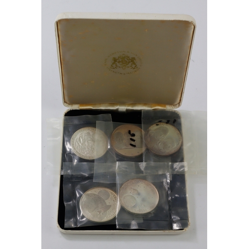 856 - British / American Commemorative Medals (5) a cased set of crown-size silver issues to commemorate t... 