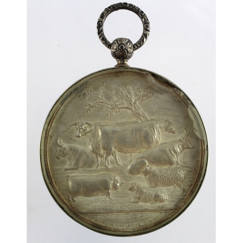 861 - British Agricultural Medal, silver d.53mm, in a silver mount, combined wt. 69.8g, one glased panel l... 