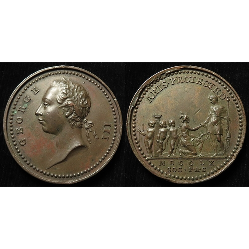 872 - British Commemorative Medal, bronze d.39mm: George III, Protector of the Arts 1760 (medal) by J. Pin... 