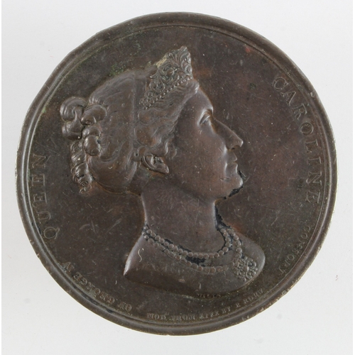 874 - British Commemorative Medal, bronze d.54mm: Queen Caroline Consort of George IV 1820 (medal) by P. R... 