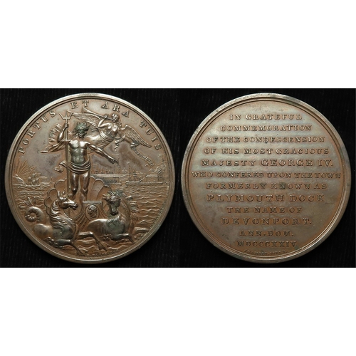 875 - British Commemorative Medal, bronze d.55mm: Plymouth Dockyard renamed Devonport 1824 (medal) by T. H... 