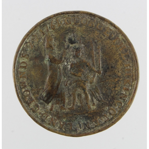 877 - British Commemorative Medal, cast brass d.41mm: Coronation of George III (& Charlotte) 1761, crude c... 