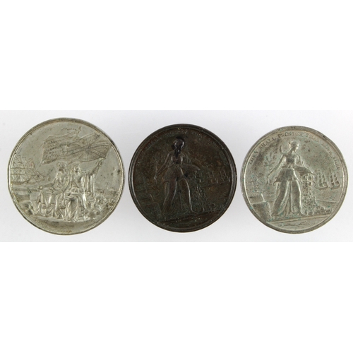 893 - British Commemorative Medals (3) crown-size: Preliminaries of Peace 1801 in bronze and white metal; ... 