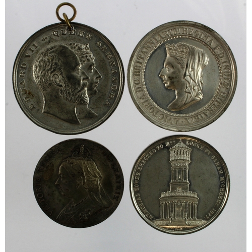 898 - British Commemorative Medals (4) white metal, 1877-1902, GVF-EF