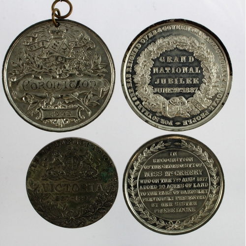 898 - British Commemorative Medals (4) white metal, 1877-1902, GVF-EF