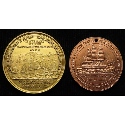 905 - British Commemorative Medals, early 20thC (2) relating to Nelson and Centenary of the Battle of Traf... 