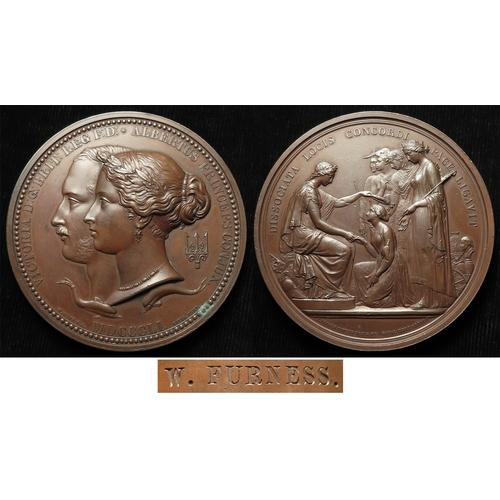 908 - British Exhibition Medal, bronze d.76.5mm: Great Exhibition of 1851, Prize Medal by W. Wyon, named o... 