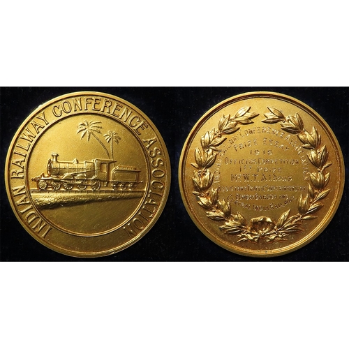 909 - British India Interest: (tests as) 18ct gold d.32mm, 23.97g: 'Indian Railway Conference Association,... 