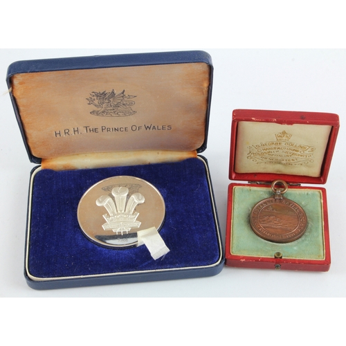 911 - British Medallions (2): 112g hallmarked Britannia silver medal for the Prince of Wales' Investiture ... 