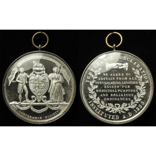 916 - British Society Medal, white metal d.44mm: Temperance Society, an untouched 19thC proof-like white m... 