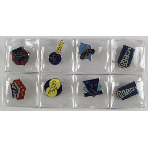 923 - Butlin's Holiday Camp vintage enamelled pin badges (8) various 'Second Week'.